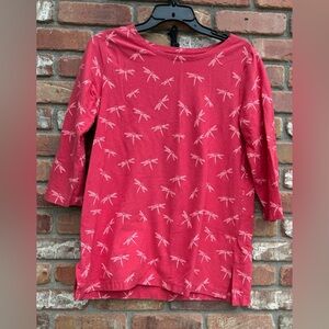 Women’s M.Mac 3/4 Sleeve Tunic with Dragonflies Size Small
